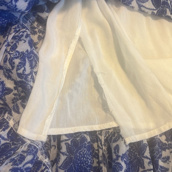 Free People Kikas Printed Midi Dress in Blue and White Floral - Picture 8 of 11